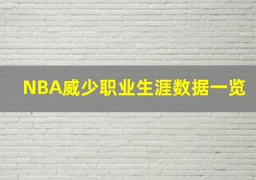 NBA威少职业生涯数据一览