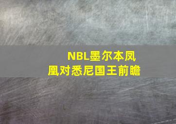 NBL墨尔本凤凰对悉尼国王前瞻