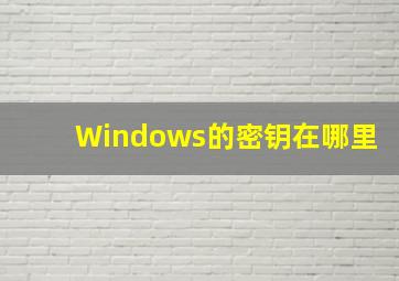 Windows的密钥在哪里