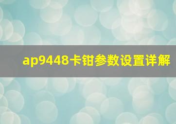 ap9448卡钳参数设置详解