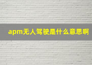 apm无人驾驶是什么意思啊