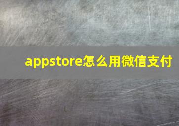 appstore怎么用微信支付