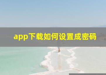 app下载如何设置成密码