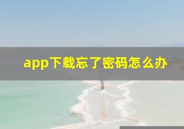 app下载忘了密码怎么办