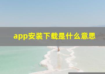 app安装下载是什么意思