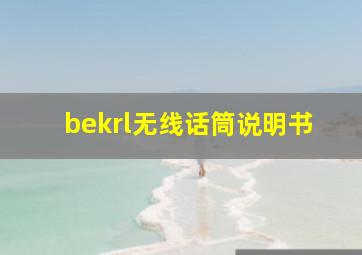 bekrl无线话筒说明书