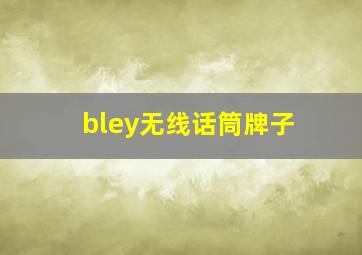 bley无线话筒牌子