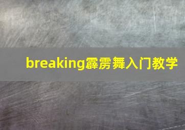 breaking霹雳舞入门教学