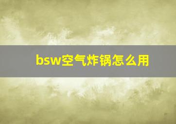 bsw空气炸锅怎么用