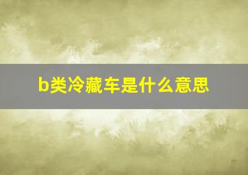 b类冷藏车是什么意思