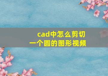 cad中怎么剪切一个圆的图形视频