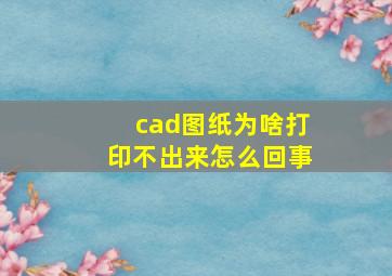 cad图纸为啥打印不出来怎么回事