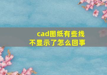 cad图纸有些线不显示了怎么回事