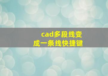 cad多段线变成一条线快捷键