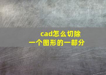 cad怎么切除一个图形的一部分