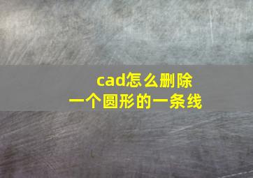 cad怎么删除一个圆形的一条线