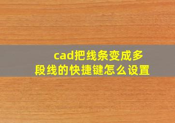 cad把线条变成多段线的快捷键怎么设置