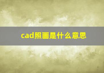 cad照画是什么意思