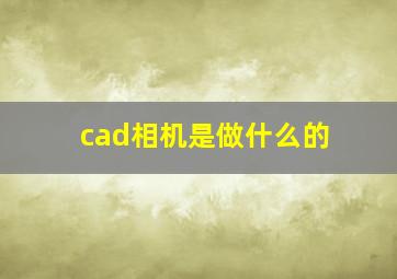 cad相机是做什么的