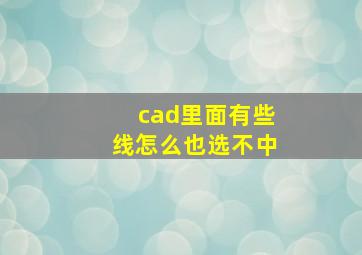 cad里面有些线怎么也选不中