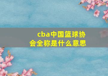 cba中国篮球协会全称是什么意思