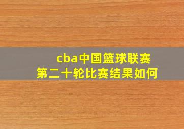 cba中国篮球联赛第二十轮比赛结果如何