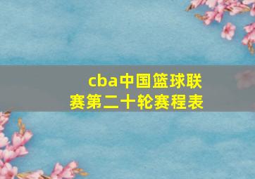 cba中国篮球联赛第二十轮赛程表