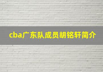 cba广东队成员胡铭轩简介