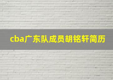 cba广东队成员胡铭轩简历