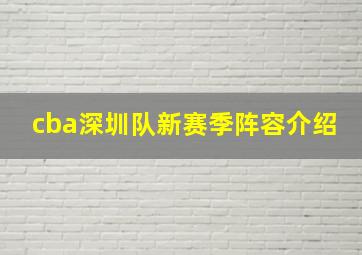 cba深圳队新赛季阵容介绍