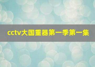 cctv大国重器第一季第一集