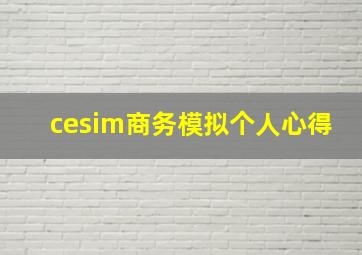 cesim商务模拟个人心得