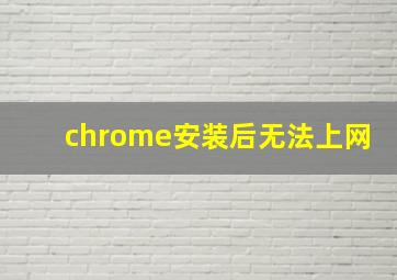 chrome安装后无法上网