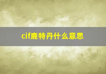 cif鹿特丹什么意思