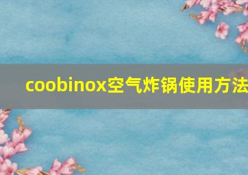 coobinox空气炸锅使用方法