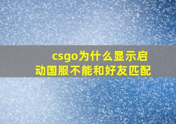 csgo为什么显示启动国服不能和好友匹配