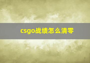 csgo战绩怎么清零