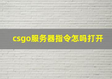 csgo服务器指令怎吗打开