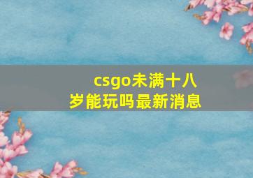 csgo未满十八岁能玩吗最新消息