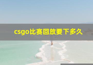 csgo比赛回放要下多久