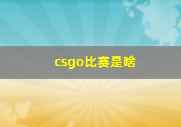 csgo比赛是啥