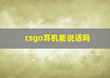 csgo耳机能说话吗