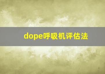 dope呼吸机评估法