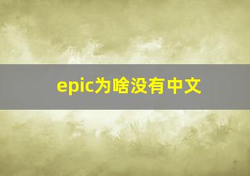 epic为啥没有中文