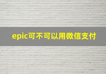 epic可不可以用微信支付