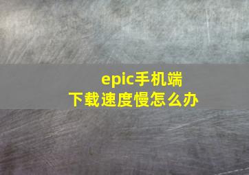 epic手机端下载速度慢怎么办