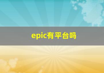 epic有平台吗