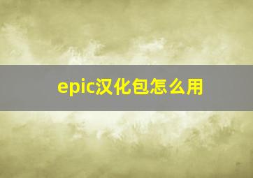 epic汉化包怎么用