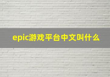 epic游戏平台中文叫什么