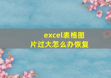 excel表格图片过大怎么办恢复